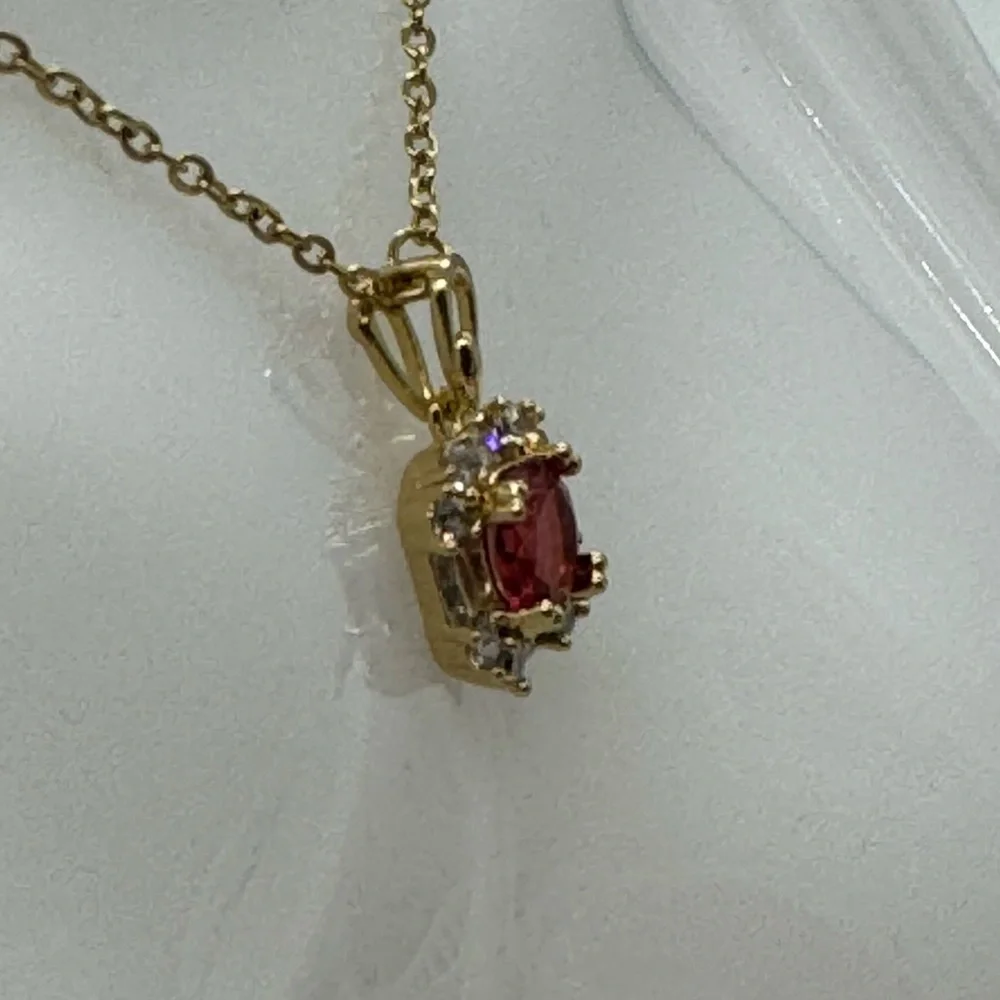 Stunning Pink 8mm Crystal made with Swarovski Crystals set in Gold Pendant - Picture 7 of 11